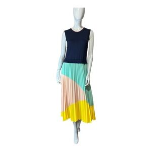 navy blue dress for baby girl Ted Baker Women Ivena Asymmetric Knit Bodice with Satin Skirt White Dress  Size 1 main image 1